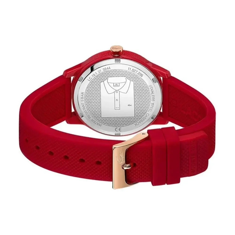 Lacoste Unisex Quartz Analog Red Dial Plastic Case Red Silicone Strap w/ Box